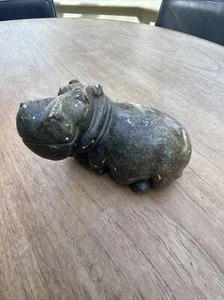 Vintage Granite Stone Marble ? Carved Hippo Door Stop - HEAVY - Picture 1 of 10