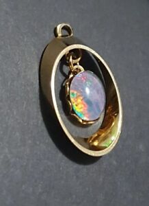 Unique Attractive Vintage Black Opal & Gold Plated Oval Pendant Triplet