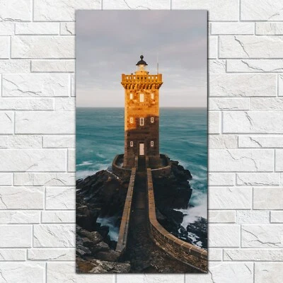Wandbilder Glasbild Druck auf Glas Leuchtturm Kermorvan Frankreich Weg 50x100 - Bild 1 von 4
