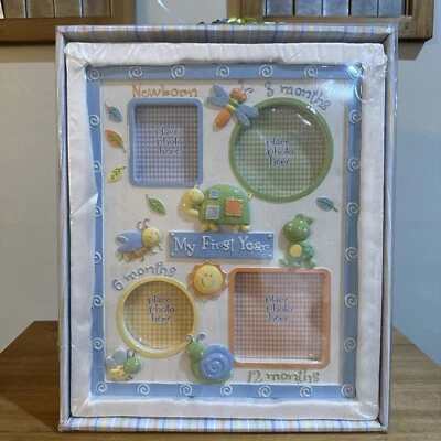 Baby Boy 1st Year Blue Resin Picture Frame - First Memories & Milestones - NEW - Image 1 of 4