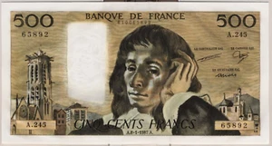 500 FRANCS PASCAL - 8.1.1987 - Billet de banque français (SUP) 65892 - Picture 1 of 2