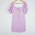 Beginning Boutique Womens Size Xl 16  Lilac Shirred Stretch Dress Brand New Tags