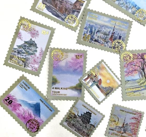 Japan Mt Fuji Sakura Washi Paper Stamp Stickers Travel Journal - Picture 1 of 4