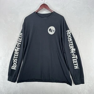 Rooster Teeth Shirt Mens 2XL Black White Long Sleeve Spell Out Logo Austin Texas - Picture 1 of 8