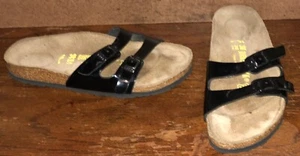 Birkenstock Size 38/US 7 Women’s Black Patent Leather Buckle Sandals - Picture 1 of 8