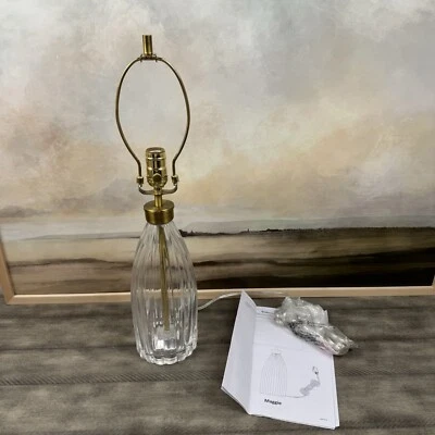 "Lámpara de mesa Pottery Barn Maggie de cristal mediana latón transparente sin pantalla 23"" nueva en caja ob" Foto 1 de 4