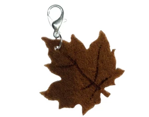 Maple Leaf Charm Pendant Charm Bracelet Miniblings Autumn Leaf Felt Brown - Picture 1 of 3