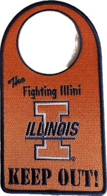 NCAA Illinois Fighting Illini KEEP OUT Door Sign Hanger Dorm Hotel Bed Room - Image 1 of 3