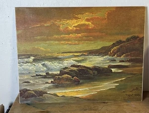 Vintage Robert Woods Ocean Waves Seascape Print Mid-Century Signed USA - Picture 1 of 7