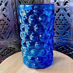 VTG MCM Blenko 6041 Blown Glass Oval Bubble Vase Wayne Husted Persian Blue 60’s - Picture 1 of 17