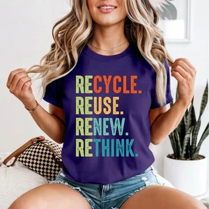 T-shirt donna Recycle Reuse Renew Rethink Ambiente Sostenibilità - Foto 1 di 17