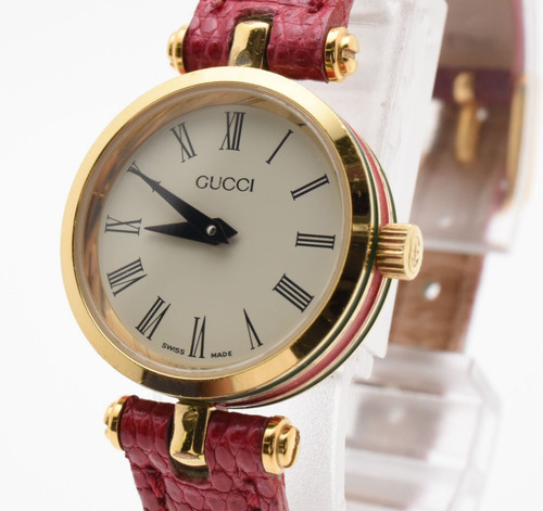Orologio Donna Vintage [Ecc+5] GUCCI 2040L 22mm Quadrante Bianco Oro Quarzo Romano GIAPPONE