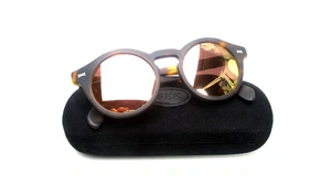 SIEHE 4848 verspiegelte Sonnenbrille rund Schlüsselloch Havanna Gestell Italien 47 mm - Bild 1 von 16