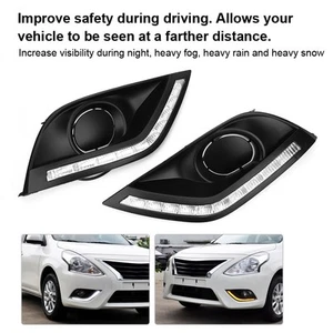 LED Daytime Running Lights 2‑Color Fog Lamp Fits For Almera Latio Sunny - Picture 1 of 16