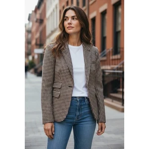 Blazer J.Crew Schoolboy Pata de Gallo Botón Dorado Para Mujer Talla 2 - Imagen 1 de 5