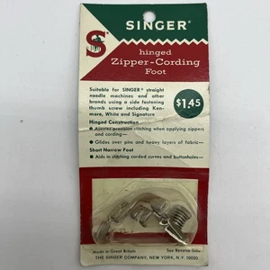 Singer Hinged Zipper Cording Foot Vintage New For Low Shank Side Clamp Machines - Picture 1 of 4