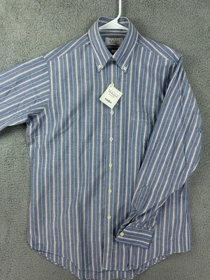 Vintage The Mens Store Sears Shirt Men 15.5 34/35 Blue Striped Dress Shrirt 90s - Image 1 of 4