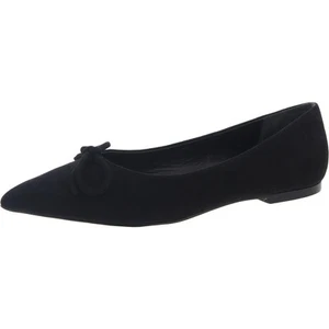Larroude Womens Lee Black Bow Suede Ballet Flats 9.5 Medium (B,M) BHFO 9346 - Picture 1 of 2