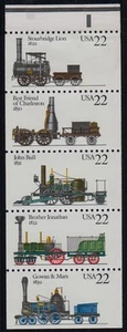 1987 LOCOMOTIVES 22c Sc 2366a MNH booklet pane folded from booklet TYPICAL - Picture 1 of 1