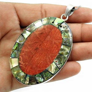 Weihnachten Giftnatural Muschel Edelstein Anhänger Echt 925 Schmuck IN Silber - Bild 1 von 11