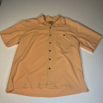 Joe Marlin Men’s Large Hawaiian Button Up Solid Orange Casual Dress Shirt - Image 1 of 4
