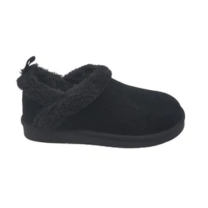 Koolaburra by UGG Black Suede Cozy Faux Fur Lined Slippers Slides Women's 8 - Picture 1 of 10