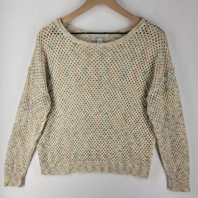 John Paul Richard Pastel Crochet Knit Sweater L Boho Cottagecore Layering Piece - Image 1 of 4