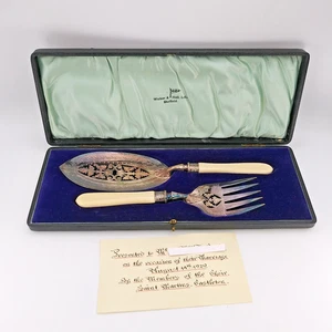 Antikes Walker & Hall Fischset aus den frühen 1900er Jahren mit Originalkarton - Bild 1 von 13