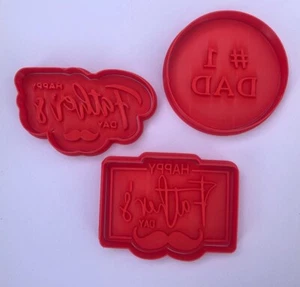 Fathers day cookie cutter fondant stamps set of 3 embosser dad moustache - Bild 1 von 1