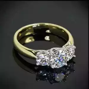 3 Ct Round Cut Lab Created diamond Engagement Ring 14k White Gold Plated - Picture 1 of 2