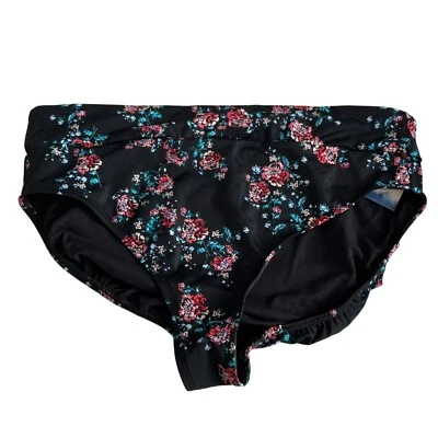Braguita de bikini American Beach Maurices XXL negra rosa estampado floral cintura alta Foto 1 de 3