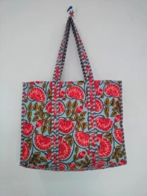 Indien Rose Imprimé Floral Matelassé Épaule Sac Femmes Plage Coton à Main - US - Photo 1/4