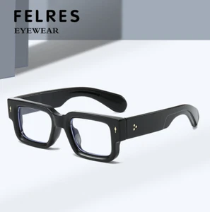 Men Thick Frame Blue Light Blocking Square Eyeglasses Clear Lens Glasses Frames - Picture 1 of 26