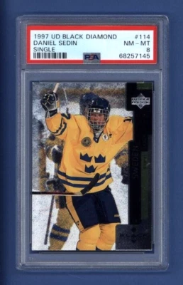 1997-98 UD BLACK DIAMOND *SINGLE* #114 DANIEL SEDIN (rc) PSA 8 NM-MT *ROOKIE* - Image 1 of 2