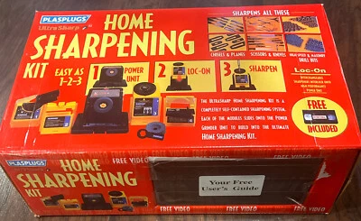 Plasplugs Ultrasharp HomeE Sharpening Kit w/tools, knives,drillbits & VCR video - Image 1 of 4