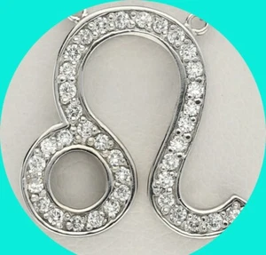 Diamond Leo Zodiac Astrological Sign Necklace .30CT 14K White Gold 18” Long - Picture 1 of 8