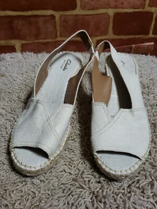 CLARKS ARTISAN Petrina Rhea Sling Back Wedge OFF WHITE WM's SZ 7.5M 4667 - Picture 1 of 10