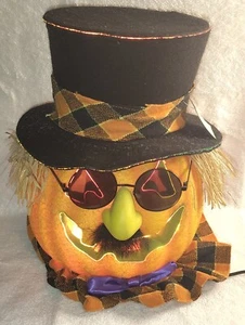 Halloween Fibra Óptica Iluminado Divertido Espantapájaros Calabaza Raro Departamento 56 W Etiqueta - Imagen 1 de 22