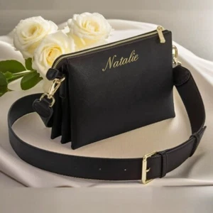 Personalised Soft Cross Body Bag with Name Monogram Handbag Custom Gift Her - Picture 1 of 10