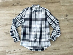Camisa Burberry Brit para hombre azul a cuadros Nova de algodón manga larga con cuello abotonado - Imagen 1 de 8