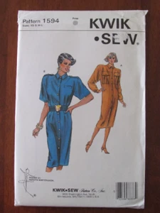 KWIK SEW PATTERN - 1594 LADIES SHIRT DRESS FRONT BUTTONS EPAULETTES XS-L UNCUT - Picture 1 of 2