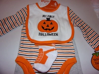 Baby Gear: Boys/Girls 0-3 Months 4 Piece Set , My First Halloween , New - Image 1 of 2