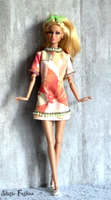 OOAK MOD Beaded Floral Dress/Shoes Poppy Parker Silkstone Barbie Misaki JHD Miz - Image 1 of 4