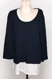 Jones NY Sport - 100 % Baumwolle marineblau & weiß Lagenlook U-Ausschnitt Tunika - Damen XL - Bild 1 von 3