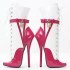 Womens Queen Cross Dresser Super Lace-Up High Spike Heel Ankle Ballet Boots L