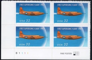 Scott #3173 First Supersonic Flight Plate Block of 4 Stamps - MNH - Picture 1 of 1