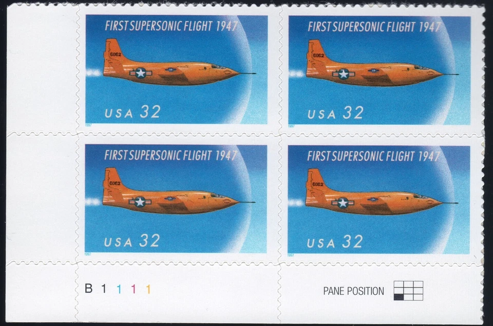 Scott #3173 First Supersonic Flight Plate Block of 4 Stamps - MNH - Image 1 of 1