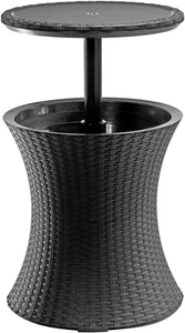 Outdoor Patio Side Table with 7.5 Gallon Cooler, Beer & Wine Storage, Dark Grey - Picture 1 of 12