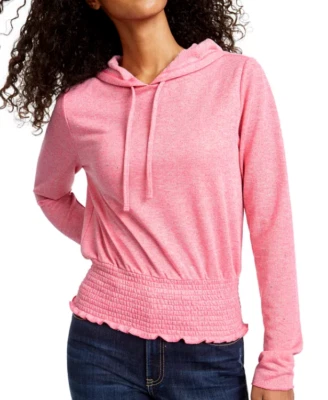 NWT Freshman Smocked Waist Blue Confetti Hoodie Small Pink - Image 1 of 2