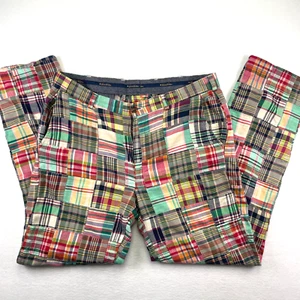 Brooks Brothers Pants Mens 36x34 Indian Madras Clark Cotton Patchwork Plaid Flat - Picture 1 of 17